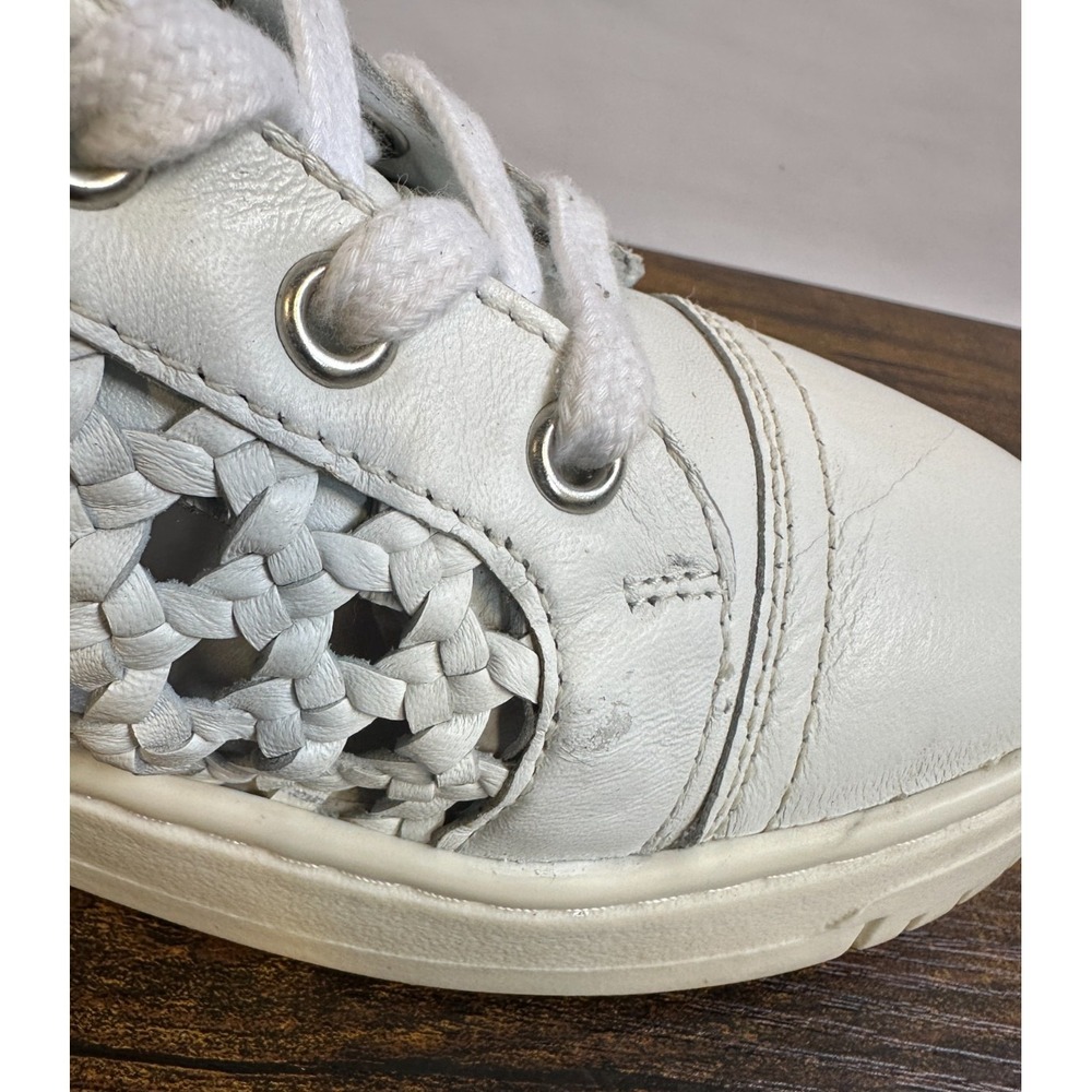 Free People Hayes High Top Sneakers White Woven Leather Lace Up Side Zip Size 8 - Picture 11 of 16